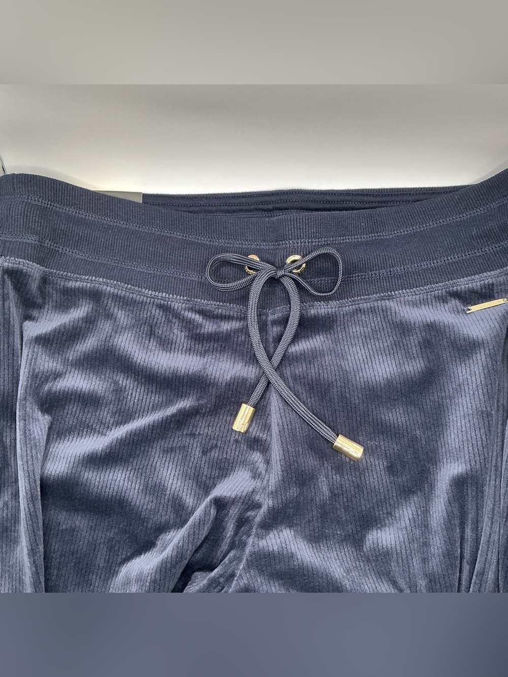 🫐NWT🫐Halston Navy Blue Ribbed Velour Pants - Picture 7 of 13